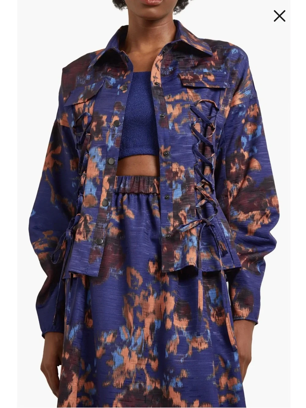 Misook 2-Piece Set Small - Structured Corset Jacket & skirt Laced Woven NWT